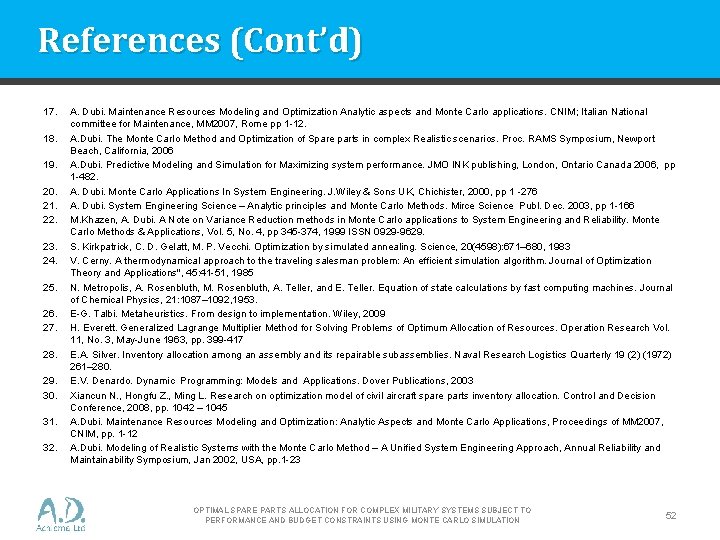 References (Cont’d) 17. 18. 19. 20. 21. 22. 23. 24. 25. 26. 27. 28.