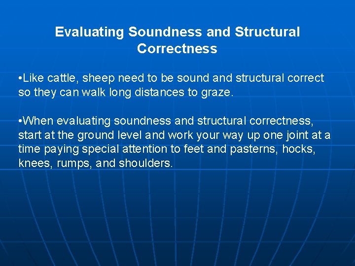 Evaluating Soundness and Structural Correctness • Like cattle, sheep need to be sound and Evaluating Soundness and Structural Correctness • Like cattle, sheep need to be sound and