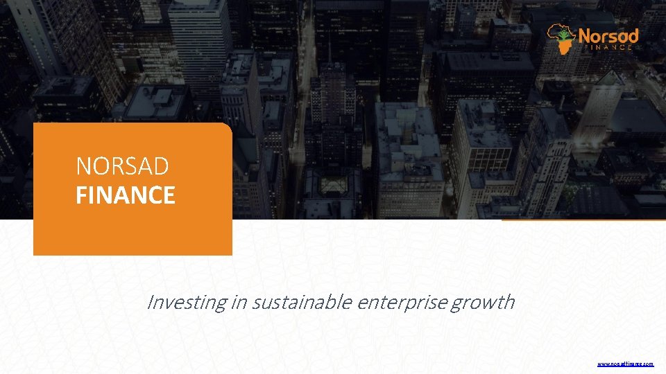 NORSAD FINANCE Investing in sustainable enterprise growth Investing in Sustainable Enterprise Growth 1 www.