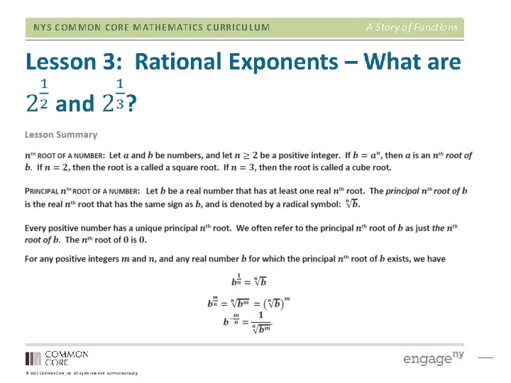 NYS COMMON CORE MATHEMATICS CURRICULUM © 2012 Common Core, Inc. All rights reserved. commoncore.