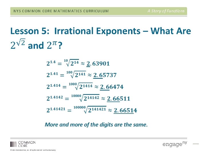 NYS COMMON CORE MATHEMATICS CURRICULUM © 2012 Common Core, Inc. All rights reserved. commoncore.