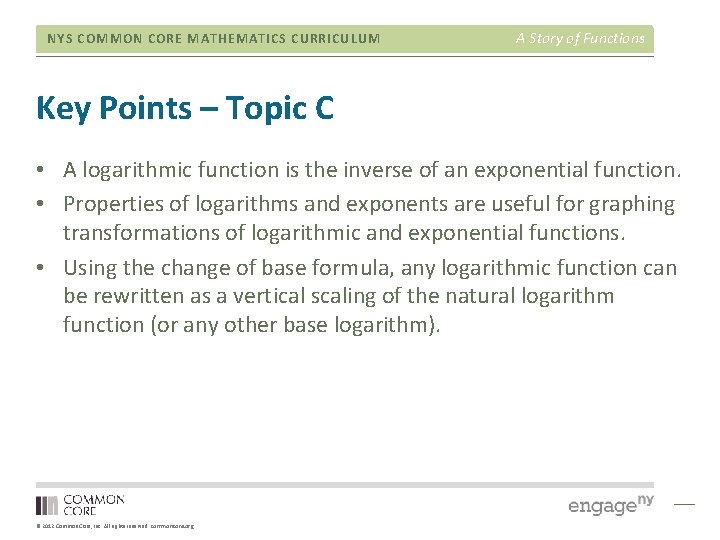 NYS COMMON CORE MATHEMATICS CURRICULUM A Story of Functions Key Points – Topic C