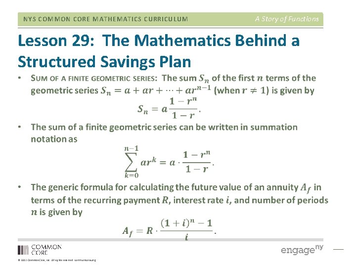 NYS COMMON CORE MATHEMATICS CURRICULUM A Story of Functions Lesson 29: The Mathematics Behind