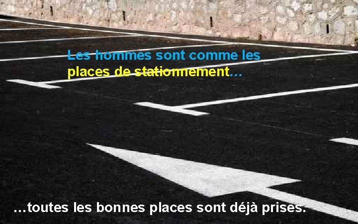 Les hommes sont comme les places de stationnement… …toutes les bonnes places sont déjà