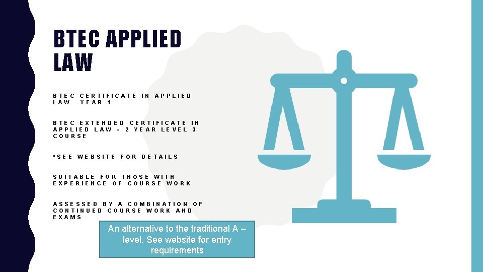 BTEC APPLIED LAW BTEC CERTIFICATE LAW= YEAR 1 IN APPLIED BTEC EXTENDED CERTIFICATE IN