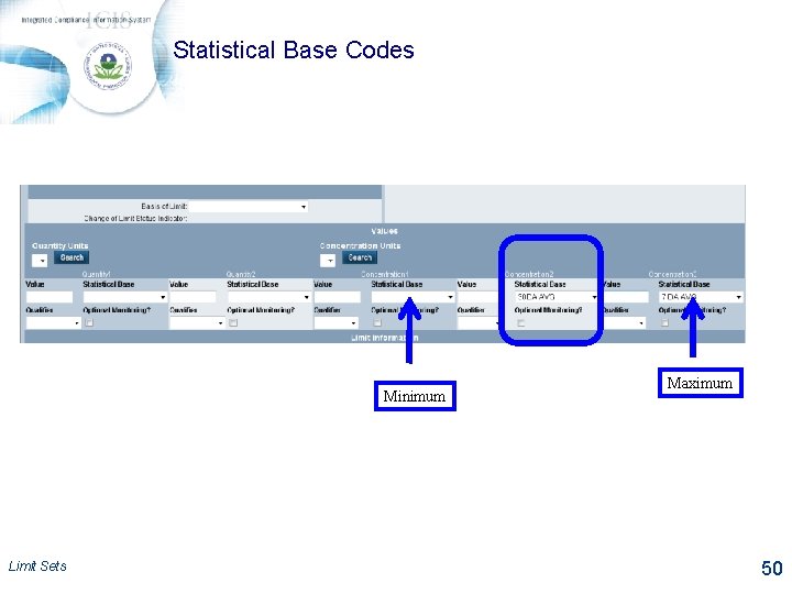 Statistical Base Codes Minimum Limit Sets Maximum 50 