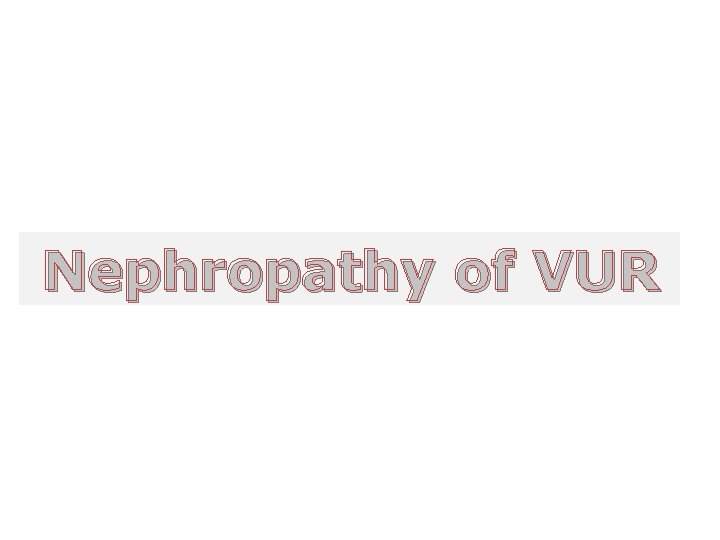 Nephropathy of VUR 