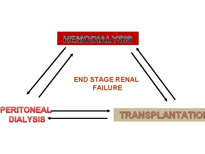 HEMODIALYSIS END STAGE RENAL FAILURE PERITONEAL DIALYSIS TRANSPLANTATION 