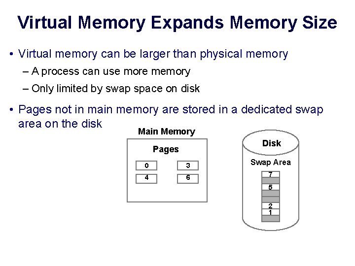 Virtual Memory Expands Memory Size • Virtual memory can be larger than physical memory