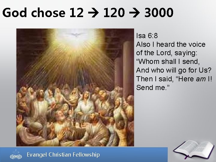 God chose 12 120 3000 Isa 6: 8 Also I heard the voice of