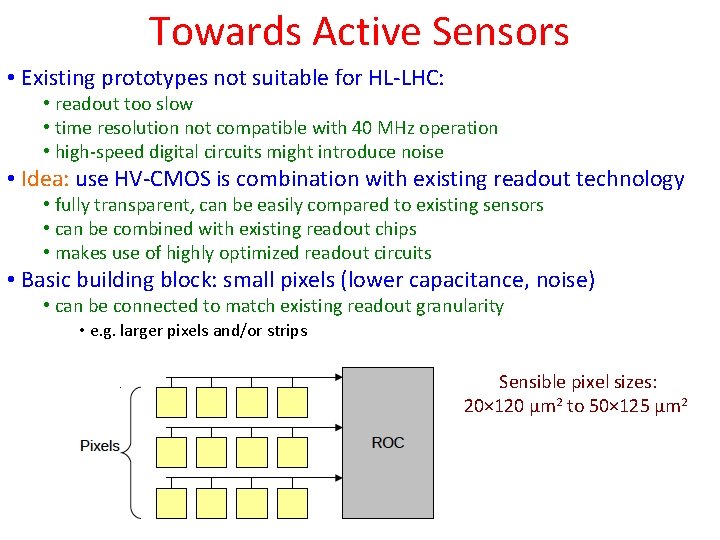 Towards Active Sensors • Existing prototypes not suitable for HL-LHC: • readout too slow