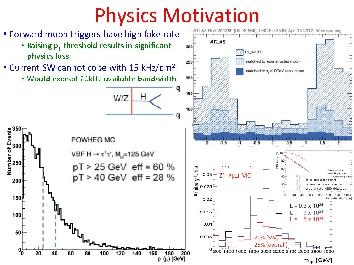 Physics Motivation • Forward muon triggers have high fake rate • Raising p. T