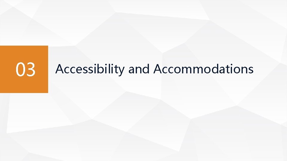 03 Accessibility and Accommodations 03 Accessibility and Accommodations