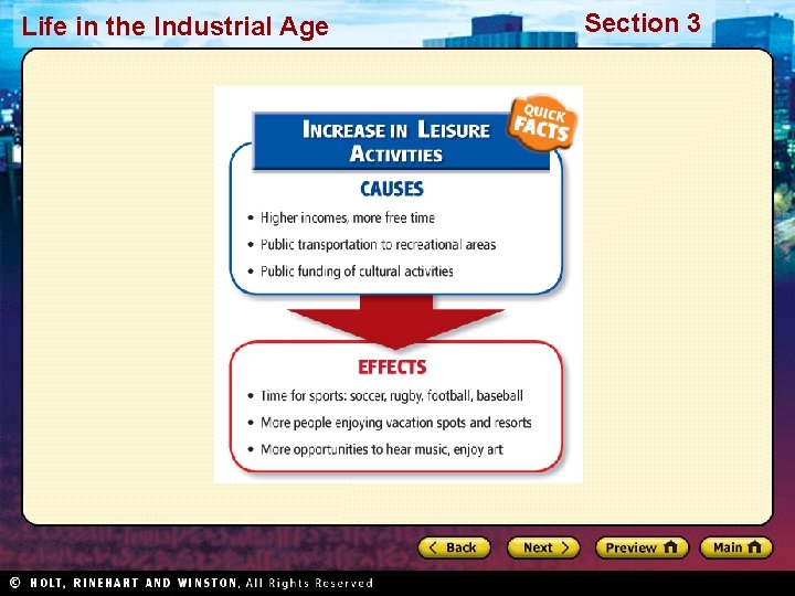 Life in the Industrial Age Section 3 Life in the Industrial Age Section 3