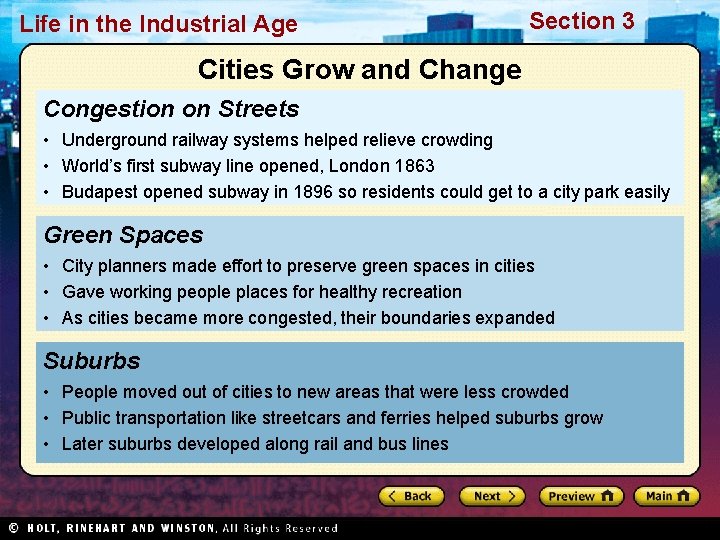 Life in the Industrial Age Section 3 Cities Grow and Change Congestion on Streets Life in the Industrial Age Section 3 Cities Grow and Change Congestion on Streets