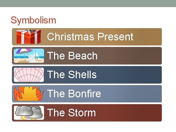 Symbolism Christmas Present The Beach The Shells The Bonfire The Storm 