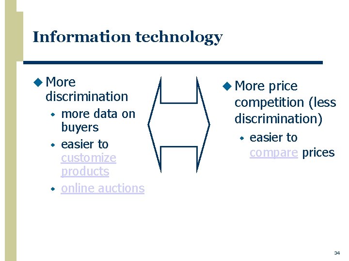 Information technology u More discrimination w w w more data on buyers easier to