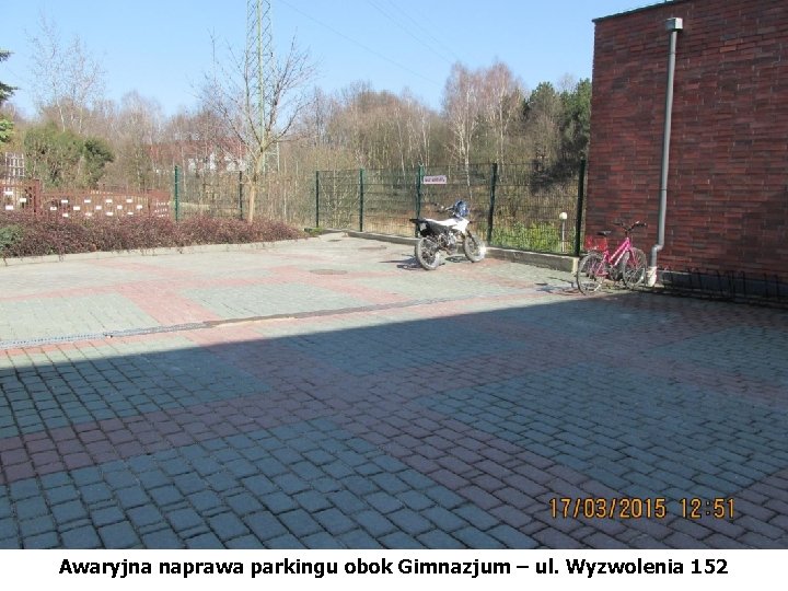 Awaryjna naprawa parkingu obok Gimnazjum – ul. Wyzwolenia 152 