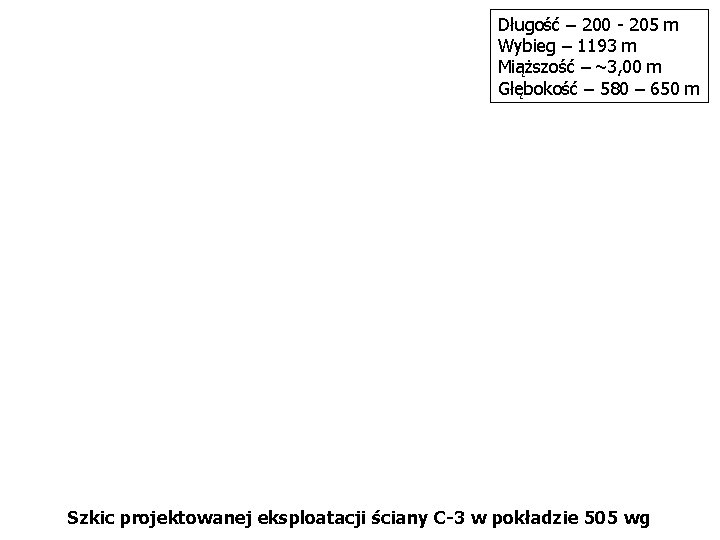 Długość – 200 - 205 m Wybieg – 1193 m Miąższość – ~3, 00