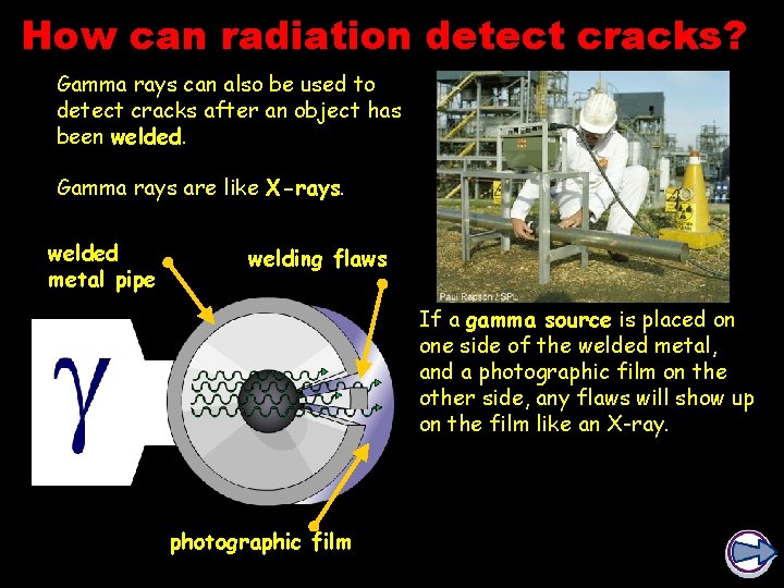 How can radiation detect cracks? Gamma rays can also be used to detect cracks