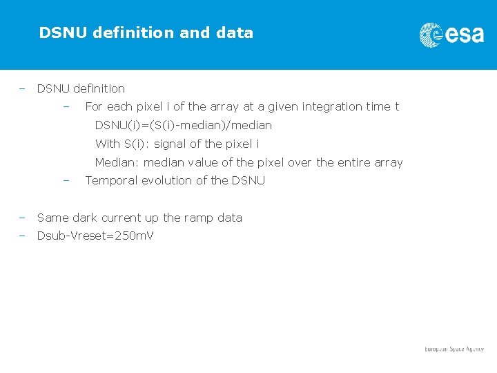 DSNU definition and data – DSNU definition – For each pixel i of the DSNU definition and data – DSNU definition – For each pixel i of the