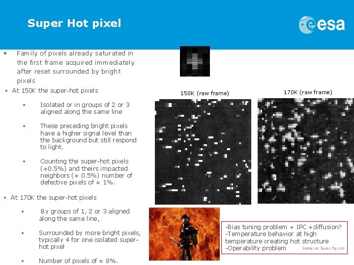 Super Hot pixel • Family of pixels already saturated in the first frame acquired Super Hot pixel • Family of pixels already saturated in the first frame acquired