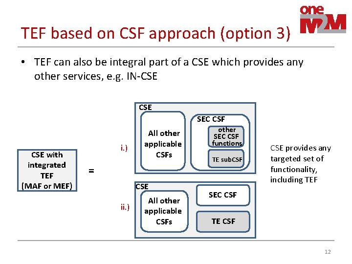 TEF based on CSF approach (option 3) • TEF can also be integral part