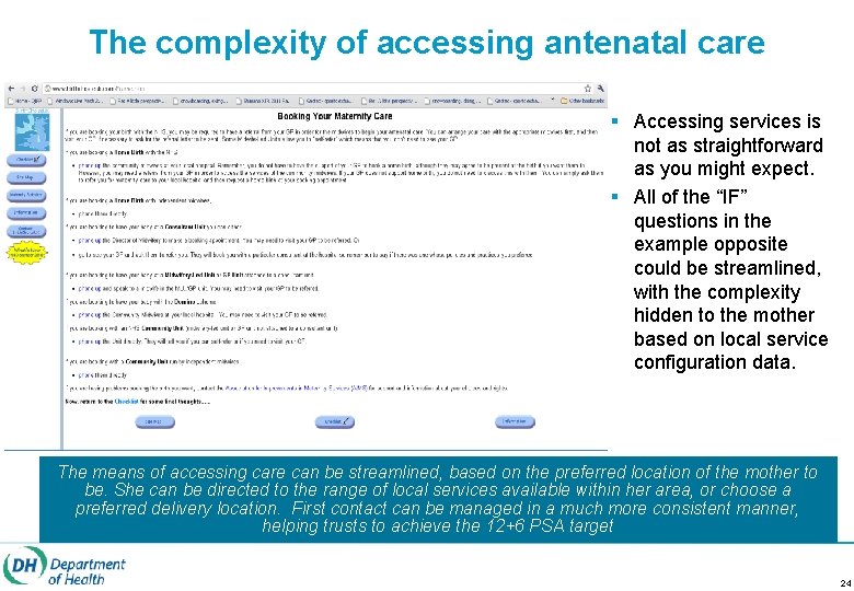 The complexity of accessing antenatal care § Accessing services is not as straightforward as