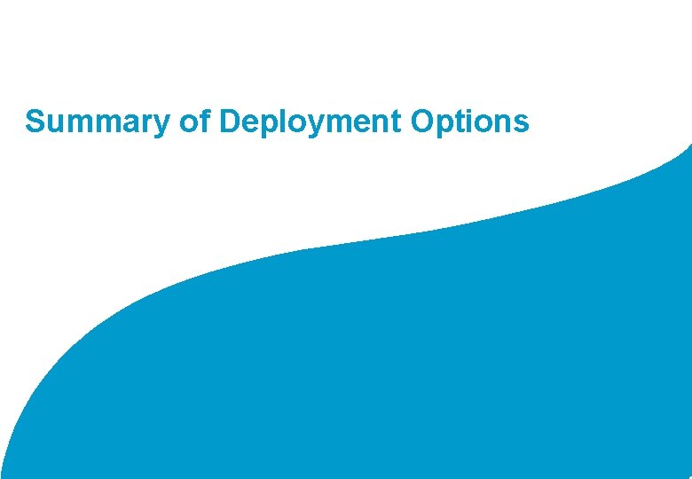 Summary of Deployment Options 