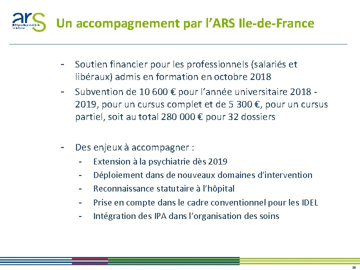 Un accompagnement par l’ARS Ile-de-France - Soutien financier pour les professionnels (salariés et libéraux)