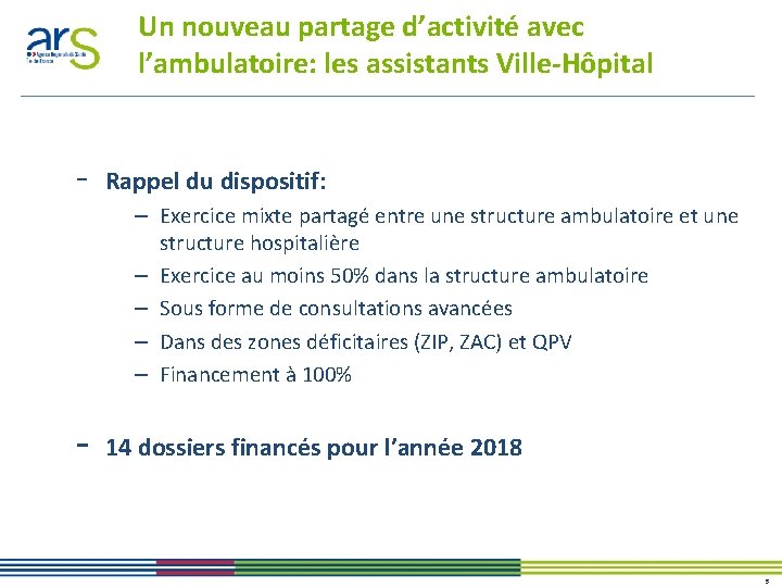 Un nouveau partage d’activité avec l’ambulatoire: les assistants Ville-Hôpital - Rappel du dispositif: –