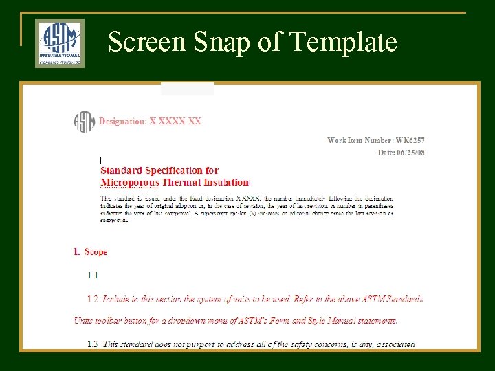 Screen Snap of Template 