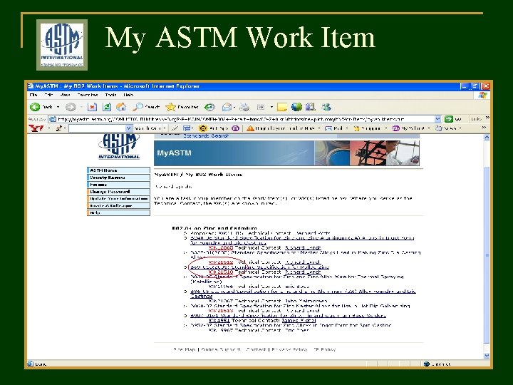 My ASTM Work Item 