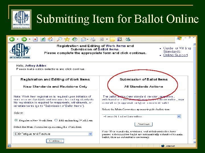 Submitting Item for Ballot Online 