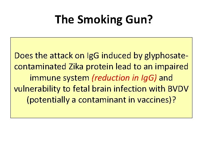 The Smoking Gun? Does the attack on Ig. G induced by glyphosatecontaminated Zika protein