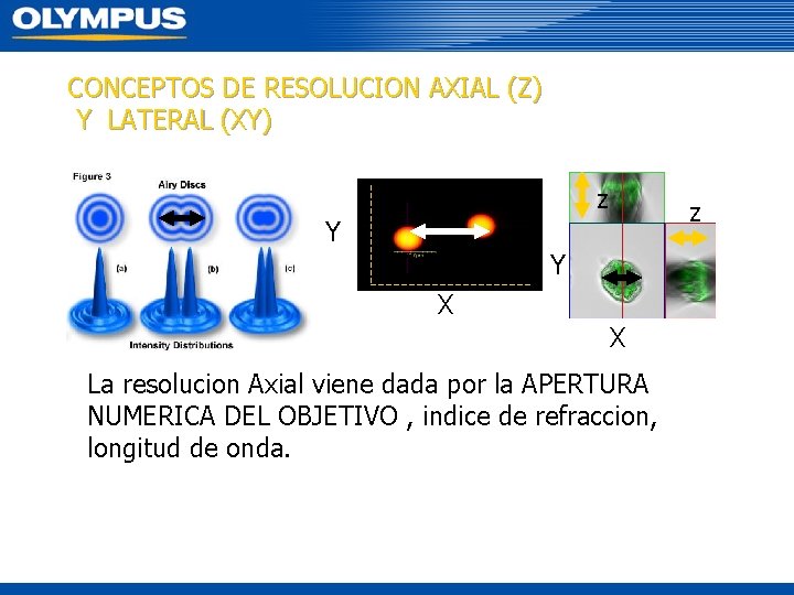 CONCEPTOS DE RESOLUCION AXIAL (Z) Y LATERAL (XY) z z Y Y X X