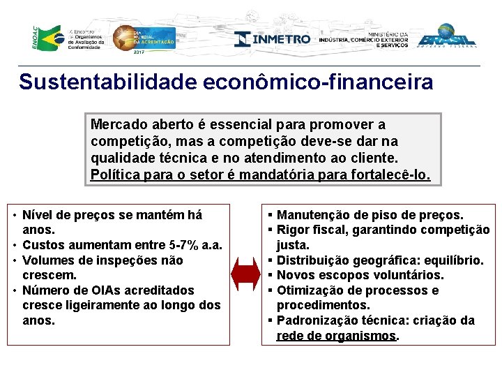 Sustentabilidade econômico-financeira Mercado aberto é essencial para promover a competição, mas a competição deve-se