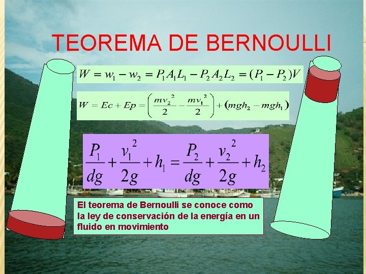 TEOREMA DE BERNOULLI El teorema de Bernoulli se conoce como la ley de conservación