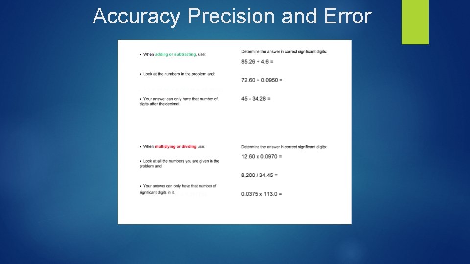 Accuracy Precision and Error 