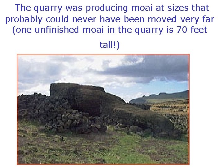 The quarry was producing moai at sizes that probably could never have been moved