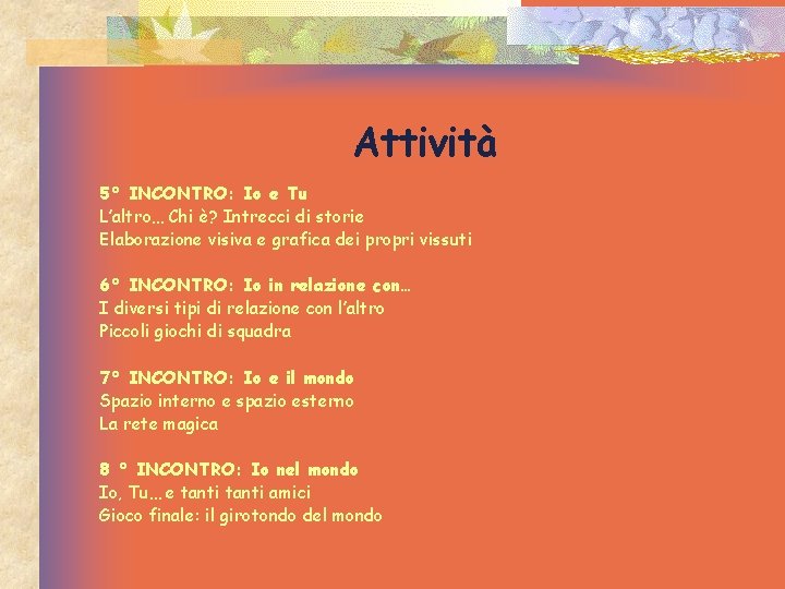 Attività 5° INCONTRO: Io e Tu L’altro… Chi è? Intrecci di storie Elaborazione visiva