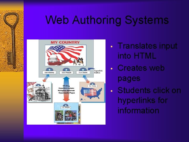 Web Authoring Systems • • • Translates input into HTML Creates web pages Students