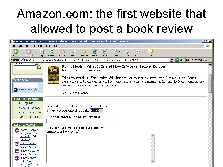 Amazon. com: the first website that allowed to post a book review 