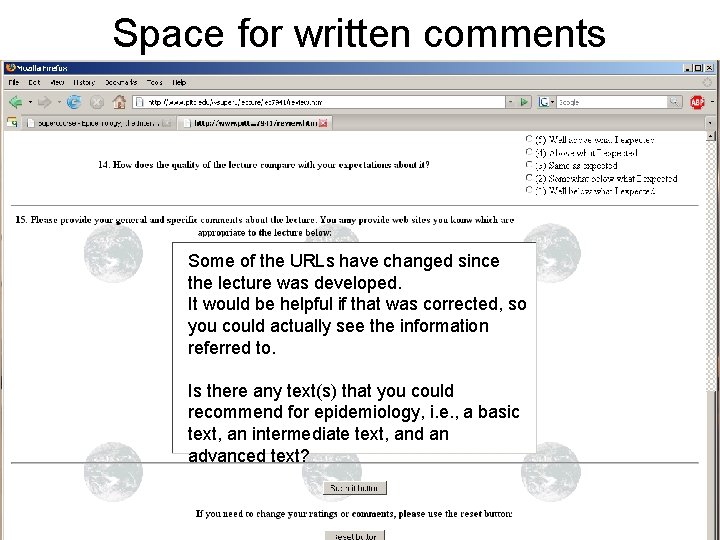 Space for written comments Some of the URLs have changed since the lecture was