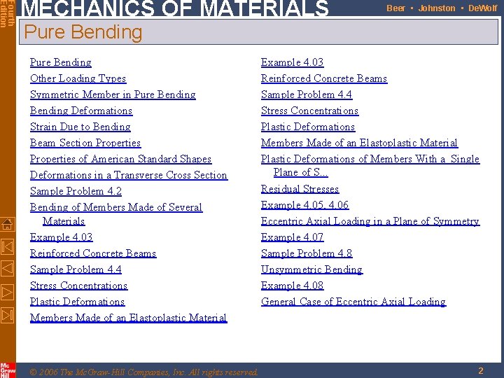 Fourth Edition MECHANICS OF MATERIALS Beer • Johnston • De. Wolf Pure Bending Other