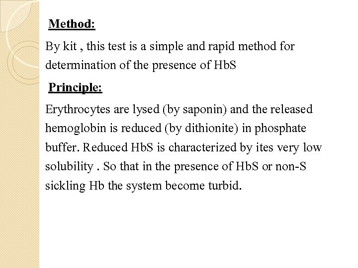 Method: By kit , this test is a simple and rapid method for determination