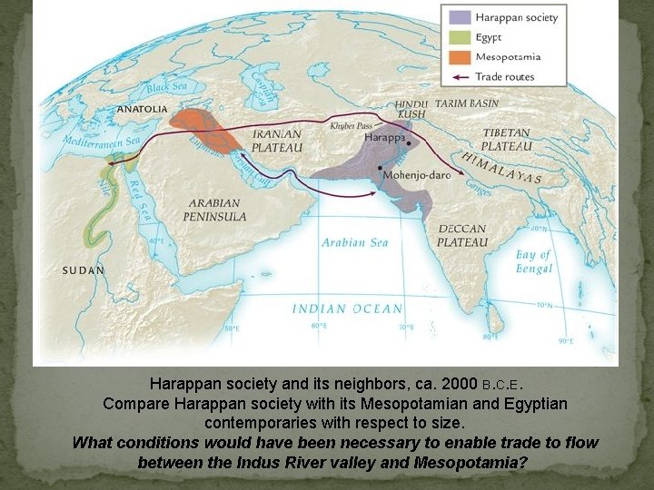 Harappan society and its neighbors, ca. 2000 B. C. E. Compare Harappan society with