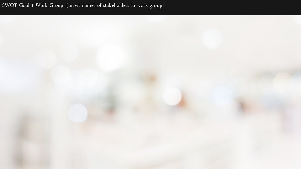 SWOT Goal 1 Work Group: [insert names of stakeholders in work group] 
