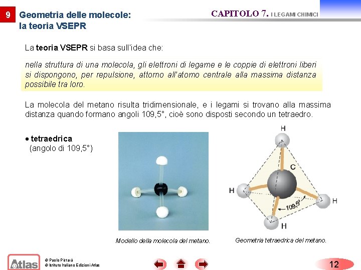 9 Geometria delle molecole: la teoria VSEPR CAPITOLO 7. I LEGAMI CHIMICI La teoria