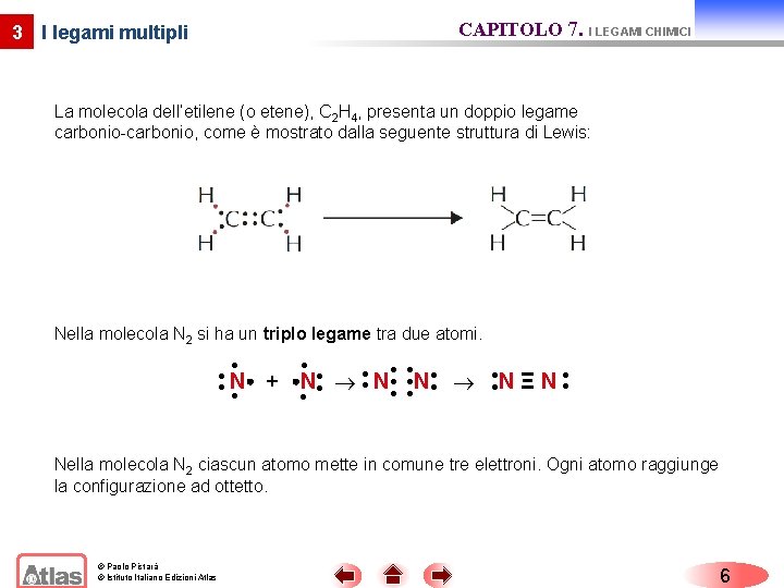 CAPITOLO 7. I LEGAMI CHIMICI 3 I legami multipli La molecola dell’etilene (o etene),